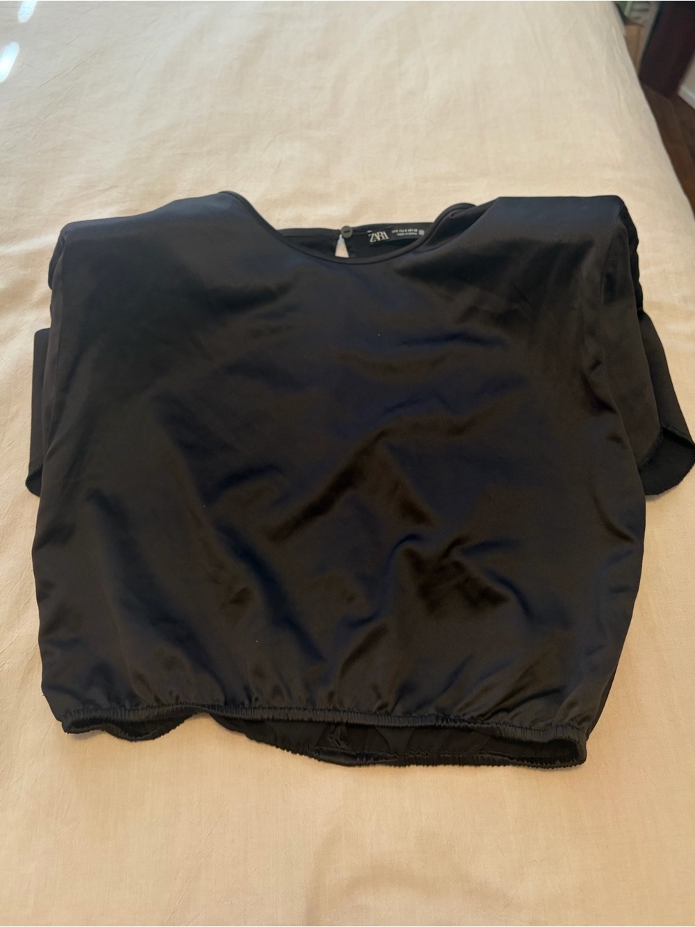 Black Zara satin crop top size small